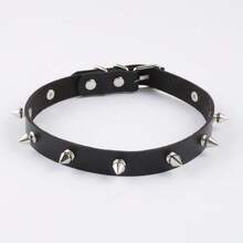 Collar Ladies Punk Spikes Rivets Leather Collar European American Necklace Cosplay Goth Rock Neck Chain Leather Chain - màu đen - Xem 12