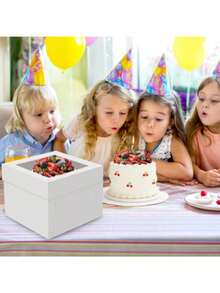 2 Packungen weiße Kuchenboxen mit Sichtfenster und Böden, Einweg-Dessert-Transportbehälter für Geburtstagsparty-Geschenke, Backzubehör für Kinder und Familie