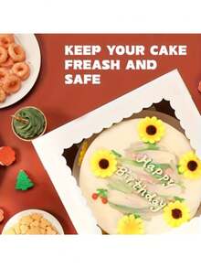 2 Packungen weiße Kuchenboxen mit Sichtfenster und Böden, Einweg-Dessert-Transportbehälter für Geburtstagsparty-Geschenke, Backzubehör für Kinder und Familie