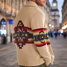 Men Sports Knit Tops - Khaki - View 4