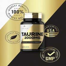 Carlyle Taurine Supplement | 2000mg | 60 Caplets | Vegetarian, Non-GMO, And Gluten Free | Advanced Athlete Formula - Trắng - Xem 5