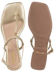 GiGiL Women's Flat Sandals With Toe And Ankle Strap Comfortable Casual - 金色 - 查看 6