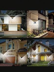 100 LED Solar Powered 4-Sided Wall Light, Wireless Outdoor Lighting, Motion Sensor, Waterproof, Windproof, For Home, Garden, Yard, Park - Multicolor - View 3