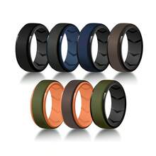 7Pcs 8mm Silicone Rings For Men, Breathable Inner Grooves Rubber Wedding Band, Flexible Sport Fitness Jewelry Gift For Him, Durable Workout Rings Set - Multicolor - View 1