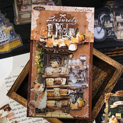 15 件/包可爱主题贴纸、创意美学贴纸贴花、DIY 装饰拼贴工艺材料、节日礼物、个性化剪贴簿学校用品