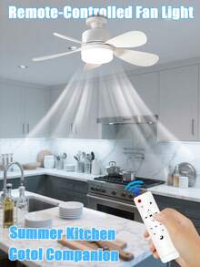 1PC White Modern Ceiling Fan With Light Kit, 5-Blade Design, Includes E27 Bulb, Remote & Wall Switch Support Brightness & Speed Adjustment, Suitable For Living Room, Bedroom, Office, Kitchen, Dining Room Lighting. - Multicolor - View 2