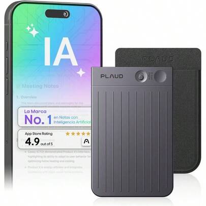 Grabadora de Voz Note IA - Transcribe y Resume con tecnologa de IA - Soporta 112 Idiomas, 64GB de Memoria Nota Negra con Estuche Negro