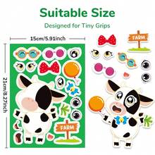 beartale 6 Sheets Make Your Own Farm Animals Stickers, Make A Face Stickers, Fantasy Farm Animals DIY Craft Stickers, Party Favor Supplies Crafts, Quiet Stickers, Travel Toy, Party Bag Fillers, Quiet Activity For Travel, Classroom, Holiday Gifts, Early Educational Toys, Classroom Toys,Student Stationery, Halloween/Back To School Gift For Youngsters, Adults, Christmas Gift