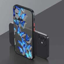 Diseñada con un tema de mariposa de moda para evitar resbalones, esta lujosa funda para teléfono es compatible con varios modelos desde hasta 16 Pro Plus, incluyendo versiones mini de 2020 a 2022, con una superficie transparente mate. - Colores mixtos - Ver 9