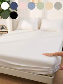 1 pieza Sábana ajustable, Ropa de cama, Protector de colchón, Textil para el hogar acogedor, Cubrecama, Amigable con la piel, Sábanas, Protector de colchón transpirable y antipelusas, Suave y amigable con la piel, Para cama individual, cama twin, cama full, cama queen y cama king, Para todas las estaciones, Ropa de cama decorativa elegante y encantadora para dormitorio o residencia, Lavable a máquina, Blanco, Rosa, Negro, Azul marino, Beige, Gris, Azul, Verde, Decoración de otoño, Decoración de habitación, Vuelta al colegio, Útiles escolares