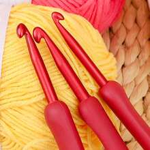 9pcs Crochet Hook Set, Red Crochet Hooks With Soft Grip Handles, Suitable For Beginners And Professionals, Includes Yarn, Knitting Needles, Etc. - Perfect For DIY Crafts, Knitting And Sewing Projects 2.0/2.5/3.0/3.5/4.0/4.5/5.0/5.5/6.0