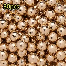 4Amazonia 20/30/50/100 hạt bóng disco cổ điển dễ thương phản chiếu màu bạc hạt tròn cho vòng tay tự làm vòng cổ bông tai làm - Vàng - Xem 17