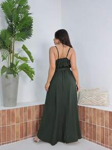 Women's Long Dress - Verde militar - Ver 5