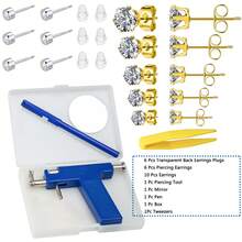 Ear Nose Piercing Kit Tool Stainless Steel Body Ear Navel Machine With 5 Pairs Stud Earrings Jewelry Set - White - View 10