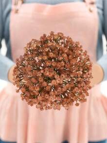 MEHELANY 12支仿真满天星花，8.67英寸小型仿真满天星花带茎，逼真丝绸花，适用于秋季家居装饰、感恩节、丰收节餐桌摆饰、新娘捧花、婚礼装饰、插花、户外花园、生日、新娘礼物 - 咖色 - 查看 5