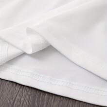 Camiseta con estampado de letras para mujer, talla grande, informal, de verano, cuello redondo, 100 % algodón