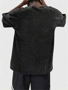 Men's T-Shirt, Retro, Rock Band Misfits Themed, Print, Pattern, Loose Fit, Short Sleeved, Top 004-A - 黑色 - 查看 3