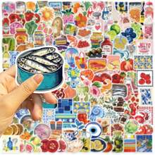 150 miếng dán nghệ thuật phong cách Địa Trung Hải dễ thương, nhiều màu sắc, trang trí hoạt hình, hình thức ăn cho mèo, ô tô và trái cây, chất liệu vinyl chống thấm nước, thích hợp cho máy tính xách tay, điện thoại, ô tô, ván trượt, bình nước, sổ lưu niệm, máy tính, sổ tay, v.v. - A - Xem 5