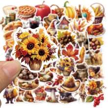 50pcs Thanksgiving Stickers, Pumpkin, Autumn Maple Leaves, Thanksgiving Holiday Stickers