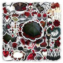 50pcs/Pack Vintage Rose Gothic Stickers, Horror Creative Graffiti Stickers, Reusable Stickers Suitable For Holidays Decoration Like Halloween, Christmas, Easter, DIY On Water Cups, Laptops, Skateboards, Energetic Aesthetic Graffiti Set For Diaries, Scrapbooks, Party Supplies, Great For Winter, New Year
