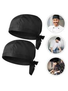Black Chef Hat With Adjustable Drawstring - Breathable, Washable, Suitable For Chefs, Waiters And Grill Masters - Black - View 2