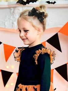 1pc Halloween Spider Bow Hair Clip, Children's Creative Bow Hair Clip, Cute Quirky Side Bangs Clip, Festive Personalized Hair Accessory