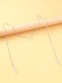 Feather Face Chain With Beads & Tassels, Unique Design, Fashionable Accessory For Women, Suitable For Halloween And Street Style