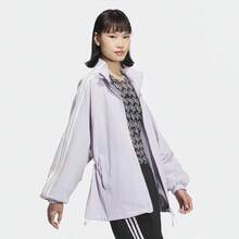Adidas 3-Stripes & Logo Print Retro Zip-Up Stand Collar Jacket For Women - Purple - View 5