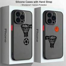 Fútbol Baloncesto Arte Genial Lujo Moderno Compatible con Apple 16 15 14 13 12 11 8 XR XS Pro Plus Funda Protectora de TPU Suave Transparente Mate - Colores mixtos - Ver 3