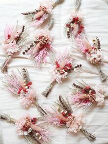 1/2/3/4/6/8/10/12/20pcs Mini Dried Flower Bouquet, Suitable For Home Tabletop Centerpiece, Party Cake Decor, Groomsman Boutonniere, Boho Style Gentleman Wedding Party Reception Decor, Gift For Bride-To-Be Party,Fall Decor,Autumn