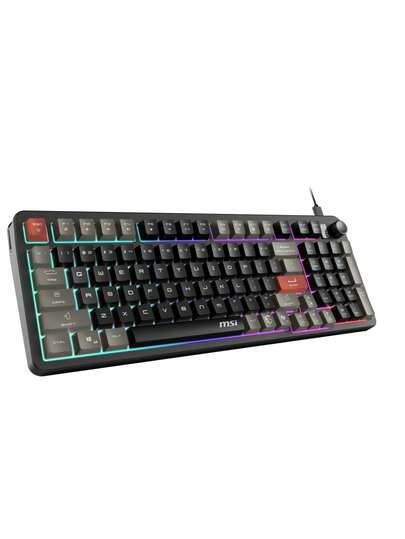 Teclado de juego MSI Forge GK110 - Interruptores de membrana, 96% compacto de tamaño completo, cable USB-A a C desmontable de 1.5m