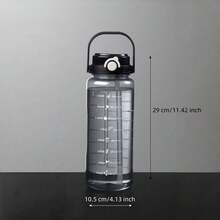 64 Oz Large-Capacity Portable Water Bottle, With Scale Markings, Without Bisphenol A, Transparent Leak-Proof Design, Shock-Resistant And Heat-Resistant, Suitable For Travel, Fitness Exercises And Outdoor Fishing.