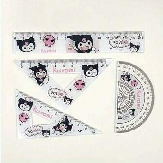 1 Set Of 4 Pieces,  Set Rulers [Authorized]  4-Piece Set Rulers,  5.9-Inch Transparent Multifunctional Measuring Tool, Suitable For School And Office Supplies