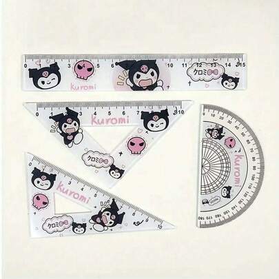 1 Set Of 4 Pieces,  Set Rulers [Authorized]  4-Piece Set Rulers,  5.9-Inch Transparent Multifunctional Measuring Tool, Suitable For School And Office Supplies