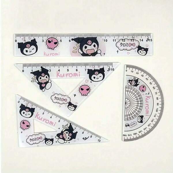 1 Set Of 4 Pieces,  Set Rulers [Authorized]  4-Piece Set Rulers,  5.9-Inch Transparent Multifunctional Measuring Tool, Suitable For School And Office Supplies