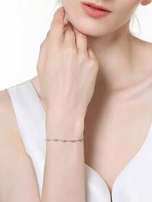 XUJIA 1件莫桑石时尚手链，女士925纯银莫桑石手链，D色，2.5毫米圆形切割莫桑石，串珠手链，订婚、结婚、生日礼物，女士珠宝 - BMO-026 - 查看 4