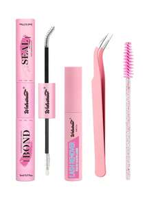 Waloshow 10ml Single Lash Glue & Sealant, Remover Liquid, Lash Applicator, 2-In-1 Cluster Lash Glue & Sealant, Lash Brush, Cluster Lash Glue, Lash Glue, Tweezers, Cluster Lash Glue, Lash Glue & Sealant, Lash Glue, Cluster Lash Tools, Lash Extension Tools, Lash Tools Kit - Pink - View 4