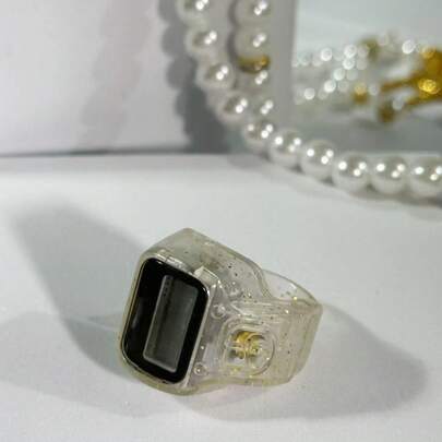 1pc Transparent Glitter Ring Counter Electronic Counter For Middle East Arabic Prayer Bead Counting, Convenient Digital Display Ring Counter For Stress Relief, Suitable For Prayer Counting, Knitting Counting, Business Use, Golf, Etc.