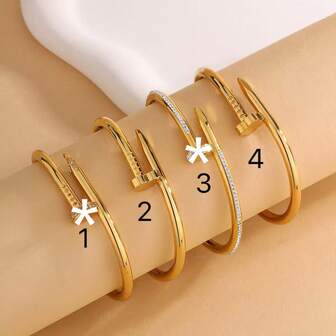 1 st utsökt armband i rostfritt stål med 18K guldspänne och en exklusiv känsla som inte bleknar, med infällda diamanter, lämpligt för kvinnors vardagsbruk som present