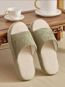 女士拖鞋 亚麻透气 不易沾尘 吸汗拖鞋 四季款式 居家拖鞋 - 綠色 - 查看 8