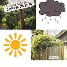 [4x16 Inch Metal Sign] Rustic Black & White Humorous Chicken Crossing - Garden Yard Fence Decor,  Accessory - Multicolor - View 4