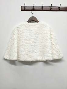 DEAR MOLLY 女士冬季毛绒披肩街头风格舒适 - 白色 - 查看 3