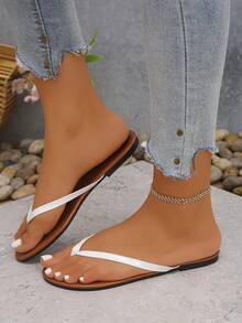 1 Par de Chinelos Femininos com Tira em V Decorada com Strass, Estampa de Letra com Sola de Madeira Macia, Design Antiderrapante e Resistente ao Desgaste, Estilo de Praia e Férias, Adequado para Uso Diário e Passeios