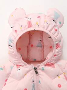 Nueva chaqueta tipo parka ligera y cálida, con diseño de conejo de dibujos animados, prenda exterior resistente al viento para niños y niñas pequeños, para otoño/invierno