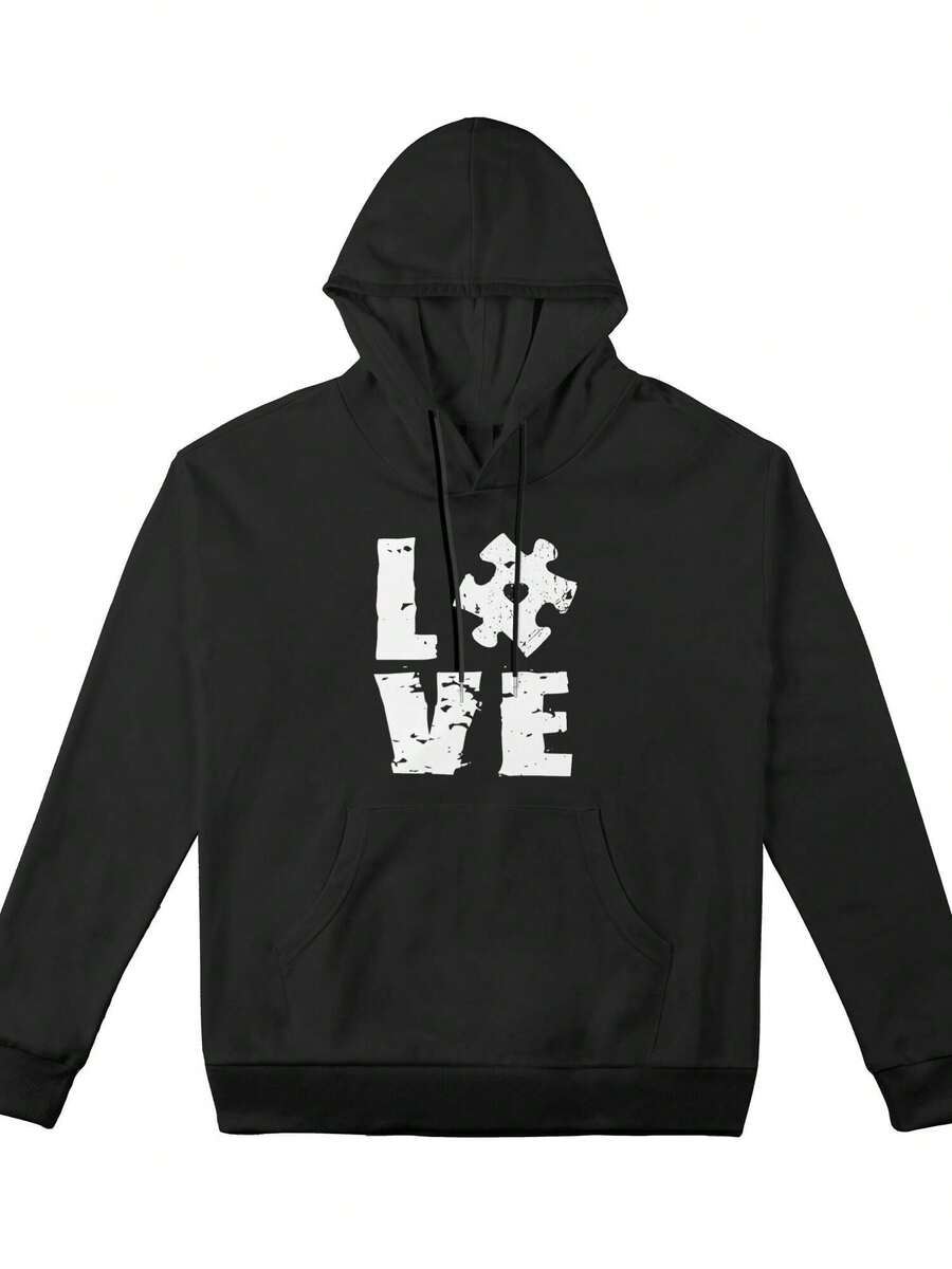Women's Plus-Size Sweatshirt, Love Puzzlecasual Style Sweatshirt, A Must-Have For Daily Travel, Suitable For All Seasons.