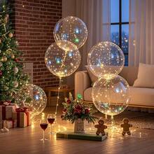 10/20 Pack LED Balloons, 24 Inches Light Up Balloons, Clear Helium Bobo Balloons, Glow Bubble With String Lights For Valentines Day, Halloween, Christmas, Wedding, Birthday Party Decoration - 彩色 - 查看 9