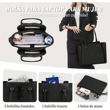 Bolsas para Laptop de Mujer 15.6 Pulgadas Maletin Portafolios de Piel Bolso Tote Grande Para Trabajo Universidad - verde - Ver 7