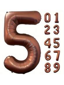 1 个 40 英寸巧克力金属铝箔气球 - 耐用派对装饰，适合生日、婚礼、新年、情人节、印刷数字、易于安装、节日庆祝配件、精美礼物 - 咖啡色數字 - 查看 3