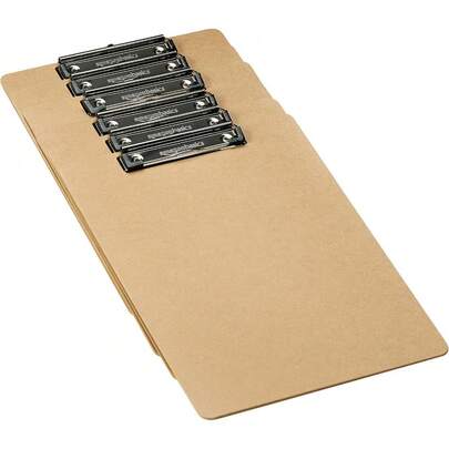 Hardboard Office Clipboard, 6-Pack, Brown