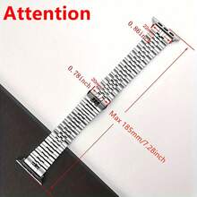 1pc Unisex Stainless Steel Business Metal Replacement Watch Band Compatible With 38/40/41/42/44/45/49mm Apple Watch Ultra/SE/Series 9/8/7/6/5/4/3/2/1 46mm 42mm - Silver - View 4
